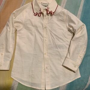 Gucci Kids Ivory Shirt with Red Trim